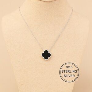 925 Sterling Silver Onyx Clover
Necklace